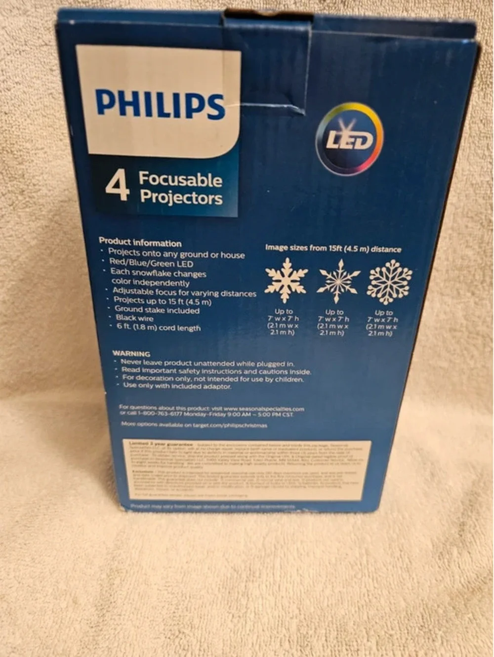 Philips 4 Snowflake LED Focusable Projectors RGB Christmas Lights NEW Open Box